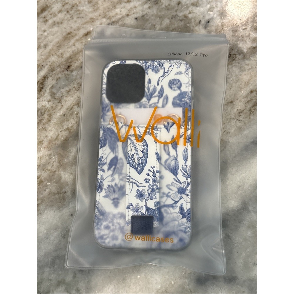 Walli Blue Willow Purse Case for iPhone 12/12 Pro Blue Matte Floral Wallet Case